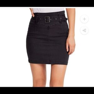 Free People- Livin It Up Denim Pencil Mini Skirt
